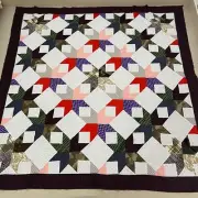 Handmade 8 Point Star Cotton Fabric Queen Size Sewing Patchwork quilt top/topper