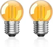 Bonlux 2W E27 LED Night Light Bulbs, G40 Vintage Amber Light Bulb Warm White 2000K Orange Golf Ball Bulbs Equivalent 15W Incandescent Blu-ray Free Non Dimmable AC220-240V for Baby Sleeping (2 Pack)