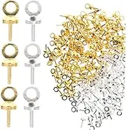 BEBEMOKO 100pcs Eyelet Screw Jewelry Making Finding DIY Pendant Supplies Mini Screw Eye Pin Set Easy to Use