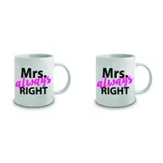2x Mrs. Always Right 360ml Ceramic Coffee/Tea Mug Drinking Water Cup w/ Handle