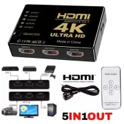 4K 1080P 5 Port HDMI HDTV Auto Switch Switcher Selector Splitter Hub iR Remote