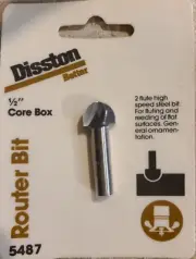 NOS Disston 1/2" Core Box Router Bit High Speed Steel 5487