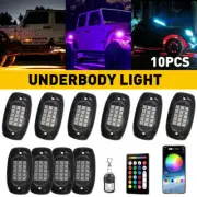 10x RGB LED Rock Pods Light Kit Underbody Glow Neon Lamp Bluetooth Music Control