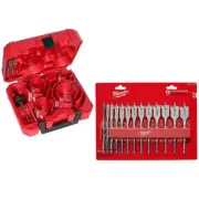 Milwaukee Carbide Hole Saw Kit (10-Pcs) w/ High Speed Wood Spade Bit Set (13-Pcs