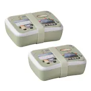 2x Ashdene Robots Kids 17cm Melamine Lunch Box/Snack Storage Food Container GRN