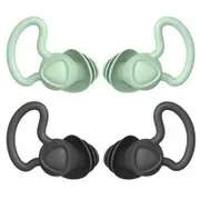 Silicone Earplugs 2 Pairs of Noise Sound Reduction Reusable Ear Plugs for Sleeping -Green and Black