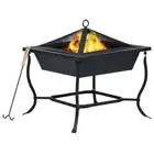 Fire Pit Outdoor Garden Patio Wood Charcoal Bowl Fireplace Firepit Black Steel