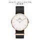 Daniel Wellington 手錶 Classic Cornwall 40mm寂靜黑織紋錶-白錶盤-玫瑰金框(DW00100257)