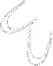 [SAFIGLE] 2pcs Waist Chain Waist Body Chain Punk Belt Multi- Layer Hip Hop Punk Chain Punk Pants Hanging Chains Waist Jewelry Belly Chain Skirt Chain Pants Chain Jeans Chain Metal Silver