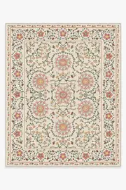 245' x 305' | Machine Washable Runner Rug | Kid & Pet Friendly | Indoor Rug | Suzani Coral Rug | Ruggable