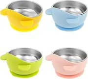 Stainless Steel Kids Bowls with Suction, Toddler Suction Bowls with Removable Silicone Shell, Anti Scald Snack Container, Baby Food Bowl for Feeding Soup Noodle Pasta Snack