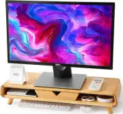 Bamboo Monitor Stand Riser, No Assembly Required Exquisite Monitor Stand with Dr