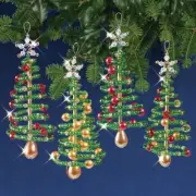 Nostalgic Christmas Beaded Crystal Ornament Kit Crystal Christmas Tree makes 4