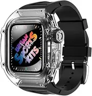 [VEVEL] Latest Light Fiberglass Watch Case+Fluorine Rubber Watch Band Suitable，For Apple Watch 8/7/6/5/4 Series, Replacement Strap Suitable，For iwatch 44/45mm Upgrade Modification kit