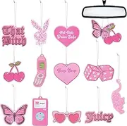 12Pcs Y2k 2000s Pink Car Air Freshener Incense Chips Scented Ornament Print Hot Girls Drive Safe Funny Words 12 Styles and 6 Different Scents Ornament Vent Decoration Aromatic for Party Supplies