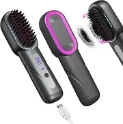 Portable Straightener Brush,4-speed with 20 million Anion for Fine Hair,Cordless Mini Hair Straightener Comb Fast Heating for Travel, Professional Salon, Home Anti-Scald Straight Hair Brush