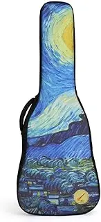 Longteam Van Gogh The Starry Night Guitar Case 10mm Sponge Portable Acoustic Classical Guitars Bag Bass Backpack Gig Bag with Accessory Storage Pocket (40/41 Inch, The Starry Night)