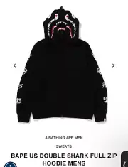 BAPE US DOUBLE SHARK FULL ZIP HOODIE MENS SIZE M