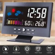 Desk Digital Alarm Clock Snooze Calendar Temperature Humidity LCD Color Display