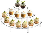 Vivva 3 Tier Acrylic Cupcake Stand,1 Pack Half Moon Clear Cupcake Stand Risers,Perfume Stand Organizer,Dessert Stand for Parties, Weddings and Birthdays
