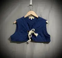 在飛比找Yahoo!奇摩拍賣優惠-see by Chloé 寶藍菱格紋絎縫短版背心外套 羊毛混