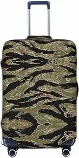 [CADREWY] Tiger Stripe Camo Print Travel Suitcase Cover Luggage Protector with Elastic Anti Scratch for Carry On, Black, Large