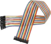 uxcell 1 Pcs IDC Rainbow Wire Flat Ribbon Cable FC-Female to 28P 11.8 Inch Length 2.54mm Pitch Breadboard Jumper Wires for Electronic Projects