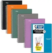 Five Star Small Spiral Notebooks, 6 Pack, 5 Subject, College Ruled Paper, 180 Sheets, Small, 9-1/2" x 6", Amethyst Purple, Sedona Orange, Seaglass Green, Tidewater Blue, Gray, Black (73527)