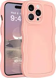ROUMAYMAY Case for iPhone 15 Pro Max Camera Protection, Cute Wave Pattern Curly Girly Creative Shockproof Design for Women Girls, Soft TPU Rubber Phone Cover for iPhone 15 Pro Max 6.7, Pink