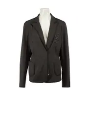 Grey Logo Patch Zip Blazer Jacket