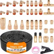 100 FT 1/4" DOT Air Line with 34 Pcs Brass DOT Air Line Fittings Kit 30.5 Meter