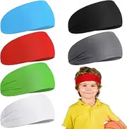 [Deekin] 6 Pcs Kids Boys Headbands for Boys Athletic Sweatbands Boys Headbands for Kids Football Headband Youth Kids Sweat Bands Sweat Absorbing Elastic Hairband