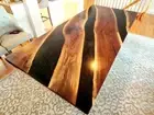 72"x36"Black Epoxy RIver Table Top, Epoxy Dining Table, Walnut Wood Epoxy Table
