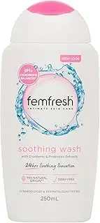 Femfresh Soothing Intimate Wash 250ml - With Cranberry & Probiotic Extracts, pH & Microbiome Balanced, 94% Natural Origin Ingredients, Hypoallergenic & Soap-Free - 24hr Comfort & Hydration