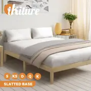 Oikiture Bed Frame Double Single King Single Size Wooden Timber Mattress Base