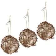 Set of 3 Globe Hummingbird Nesters Full of Bird Nesting Materials Design for ...