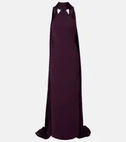 [Solace London] Solace London Ophelia cape-detail halterneck gown UK 6 burgundy