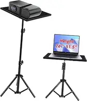 GOOHOCHY Adjustable Projector Tripod Stand with Multifunctional Tray Stable Construction for Projectors Laptops and Tablets Flexible Height and Angle Adjustments for Home Theatre Conference