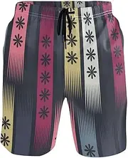 [GuoChe] Swim Trunks for Mens Modern Decorative Gray Quick Dry Bathing Suits Sports Running Swim Board Shorts Mesh Lining