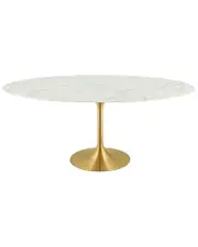 Modway Lippa 78in Oval Artificial Marble Dining Table