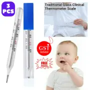 3x Adult Kids Thermometer Scale Traditional Glass Clinical Accuracy Mercury-Free