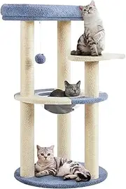 35.5in Cat Tower for Indoor Cats - Multi-Level Cat House with Scratching Posts, Padded Perch, and Space Capsule Design