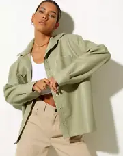 MOTEL ROCKS Lumberjack Shirt in PU Sage (MR55)