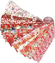 KONTONTY 20Pcs Floral Printed Fabric Strips for DIY Patchwork Quilting Multi Functional Craft Fabric Panels for Sewing Projects and Home Decor
