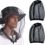 Hat with Mosquito Net, Mosquito Net Hat, Mosquito Head Net, Fly Net for Face, Mice Hat Head Net, Anti-Bug Bee Bug, Insect, Beekeeper Protective Hat, Fly Mask Cap Hat, Mesh Face Protection, 2 Pieces