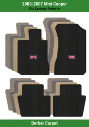 Lloyd Berber Front & Rear Carpet Mats for '05-07 Mini Cooper w/British Flag Logo (for: Mini)