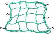 Robust Nylon Elastic Bungee Net with 6 Hooks, Wear-Resistant Motorcycle Cargo Net for Road Bikes, Adjustable Size (Green)