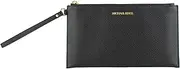 [Michael Kors] Jet Set Travel Pebbled Leather Large Top Zip Wristlet, Black