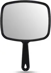 OMIRO Hand Mirror, All Black Handheld Mirror with Handle, 6.6" W x 9.3" L