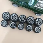 CM6 BBS GREY RUBBER WHEELS TIRES 5 SETS SIZE 12/10 1/64 HOT WHEELS GASSER TIRES